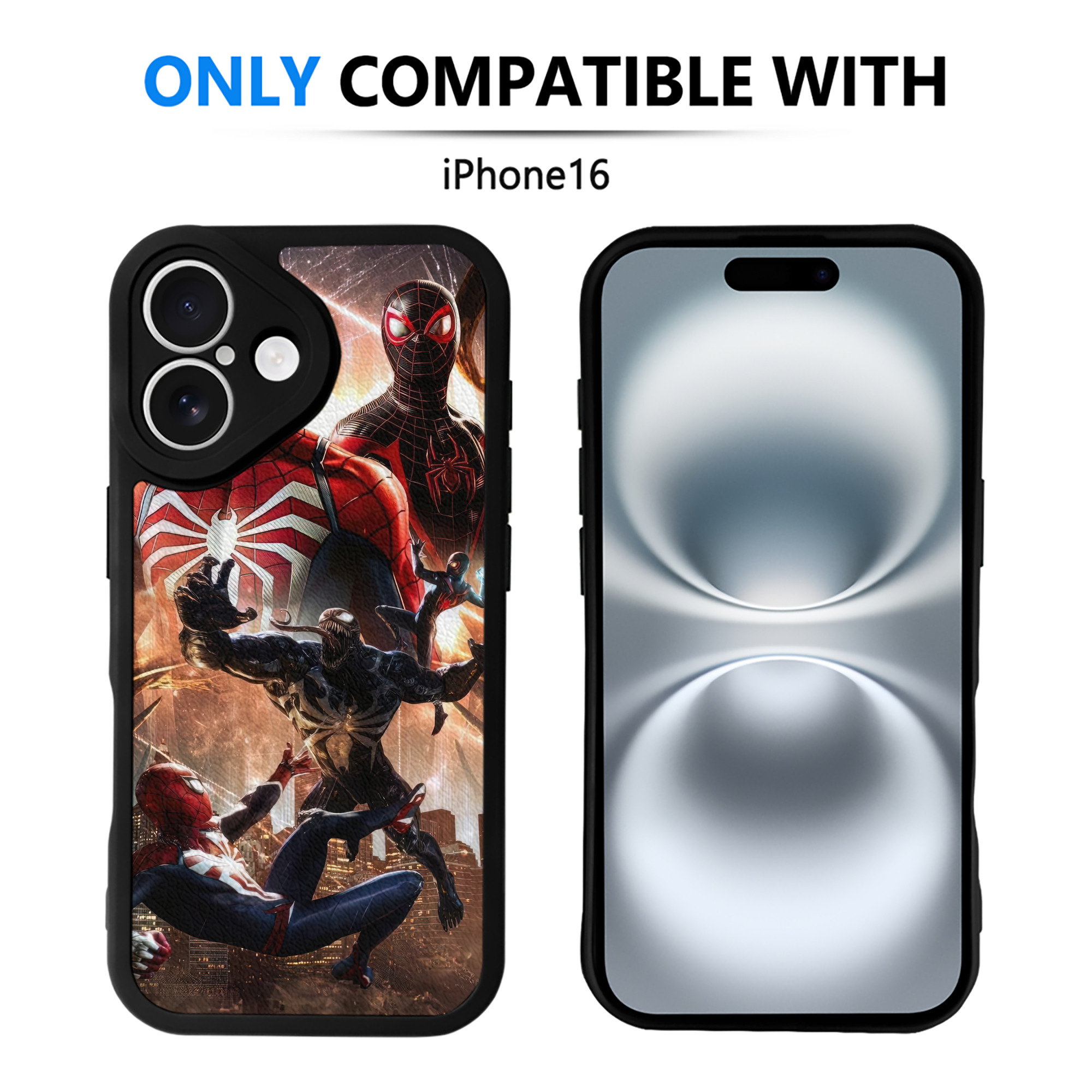 （画像用） Spider Man スパイダーマン 【iPhone 16シリーズ対応】シリコンスマホケース（レザー調） 材質：シリコン
